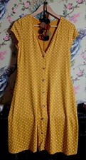 Vintage style mustard & cream polka dot jersey dress size 14 Boohoo