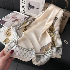 Luxury 70x70cm Silk Feel Fashion Scarf for Women Elegant Square Neck Hair Shawl