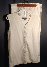 Vtg Silk House 100 Silk Ivory Tank Shorts Set Women s Small Petite 2 Piece