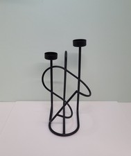 Vintage Candlestick + Wine Bottle Holder - Retro 90's Black Metal Candle Holder 