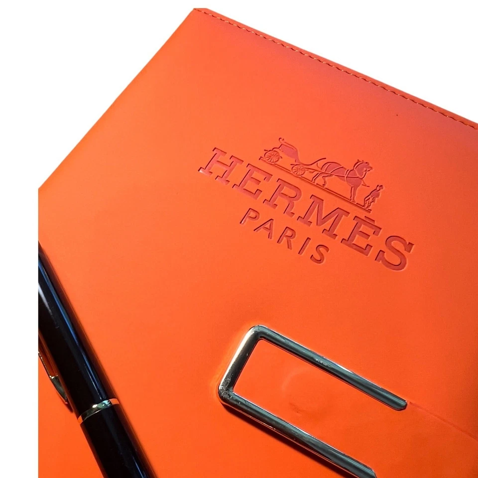 Hermès Orange Luxury Notebook Writing Agenda Pad Journal Leather Premium Gift - Image 2 of 4