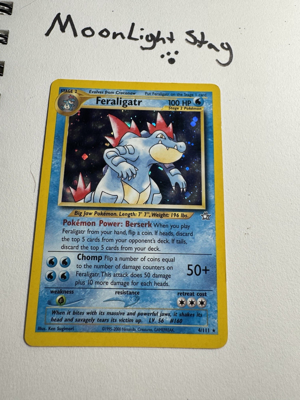 Feraligatr 5/111 Neo Genesis Pokemon Card Holo Foil Rare Unlimited Vtg WOTC LP