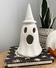 Tkmaxx Halloween White Light Up Screaming Spooky Ghost Witch Hat Ornament