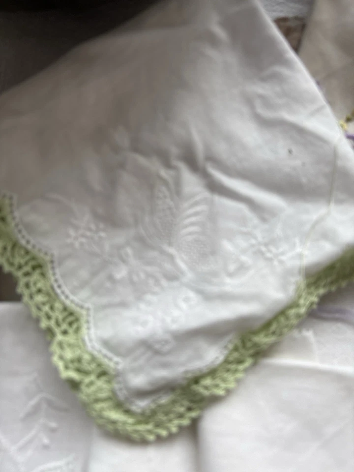 Alte Taschentücher Bestickt Umhäkelt Upcycling Konvolut, Vintage 18 Stück - Bild 3 von 4
