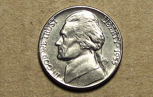 1955 D UNC JEFFERSON NICKEL TATSÄCHLICHE MÜNZE 90820201-05