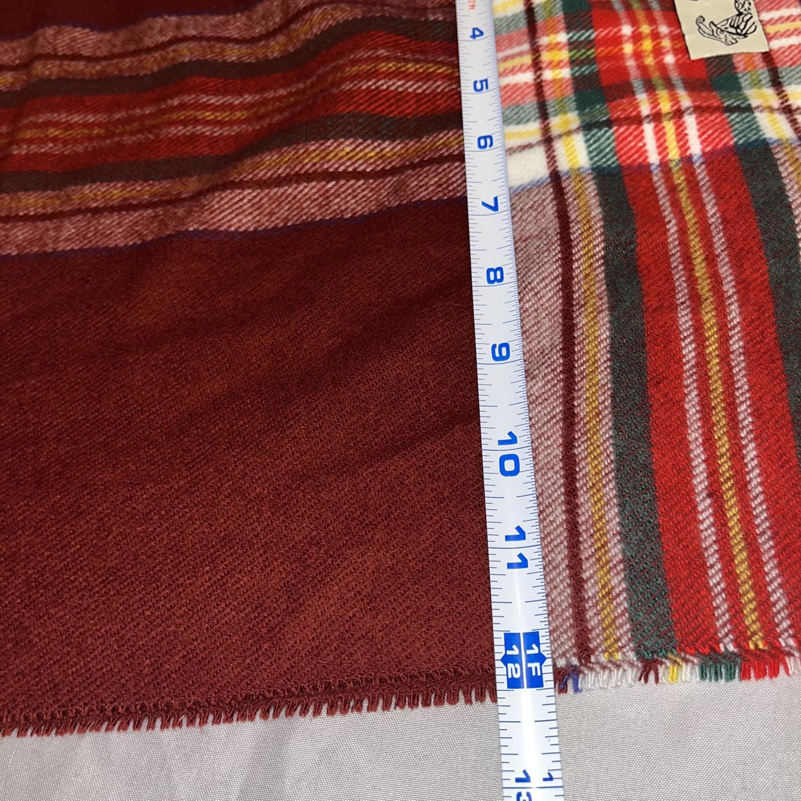 D&B Pashmina Maroon Red Plaid Cashmere Feel Scarf Fringe Winter Soft image 4
