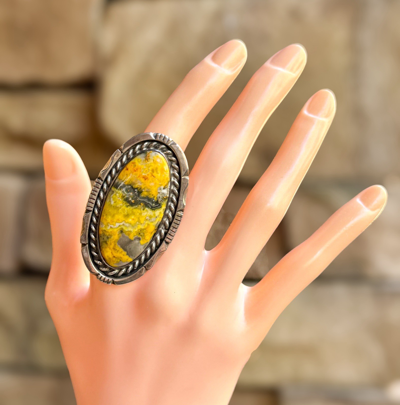 Bumblebee Jasper Native American Signed Sterling … - image 2