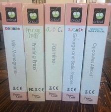 Lot of 5 Cricut Cartridges Complete with Boxes Handbooks Overlays Vintage Fonts
