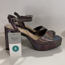 A New Day Heels Hadison Platform Ankle Strap Metallic Gray Block Size 8 NEW NWT