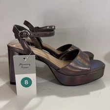 A New Day Heels Hadison Platform Ankle Strap Metallic Gray Block Size 8 NEW NWT