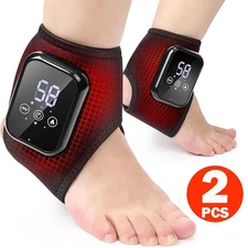 2PCS Electric Foot Ankle Massager Heating and Vibration Hot Compress PainRelief