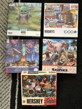 Mixed Jigsaw Puzzle Lot Of 5, Ceaco, Master Pieces, Buffalo- Complete