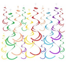 Colorful Ceiling Swirl Foil Decorations Hanging Plastic Streamer Themed Swirl...