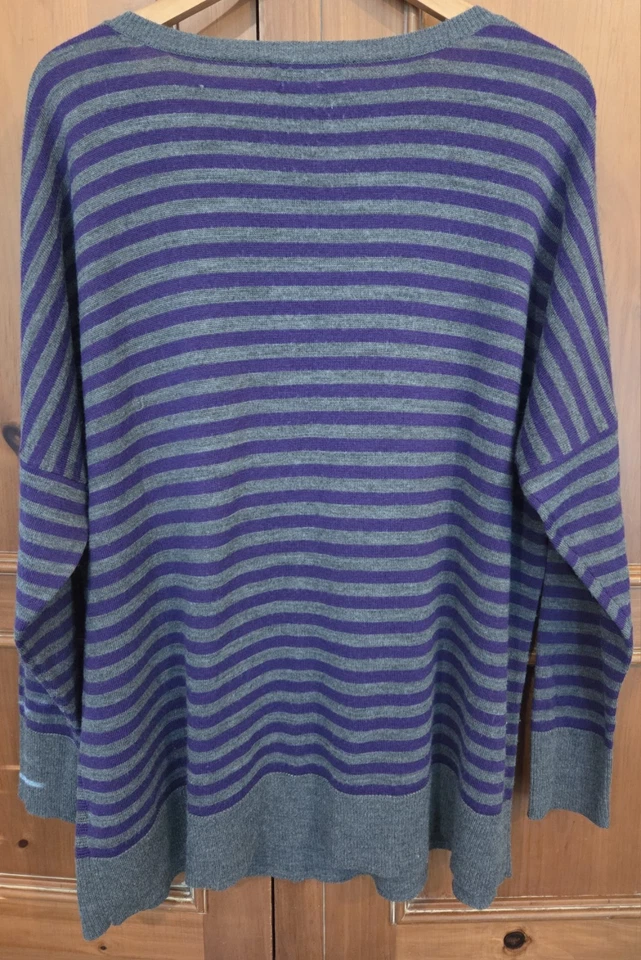 Suéter Pullover Coldwater Creek Mujer Gris/Púrpura Rayas Lana Merino Talla 1X Foto 2 de 4