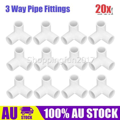 20Pcs 3 Way Pipe Fitting PVC Plastic 90° Elbow Tee Corner Connector 20mm AU - Picture 1 of 10