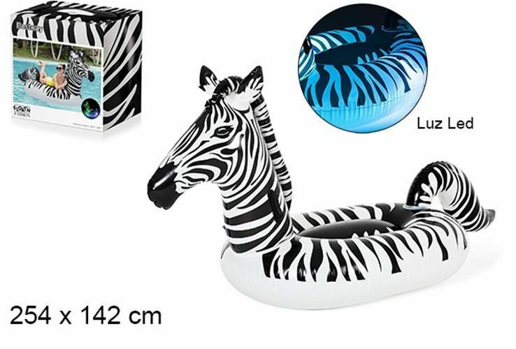 Zebra Inflable Gigante Con Luces LED Cambio De Color Isla Colchón De Piscina