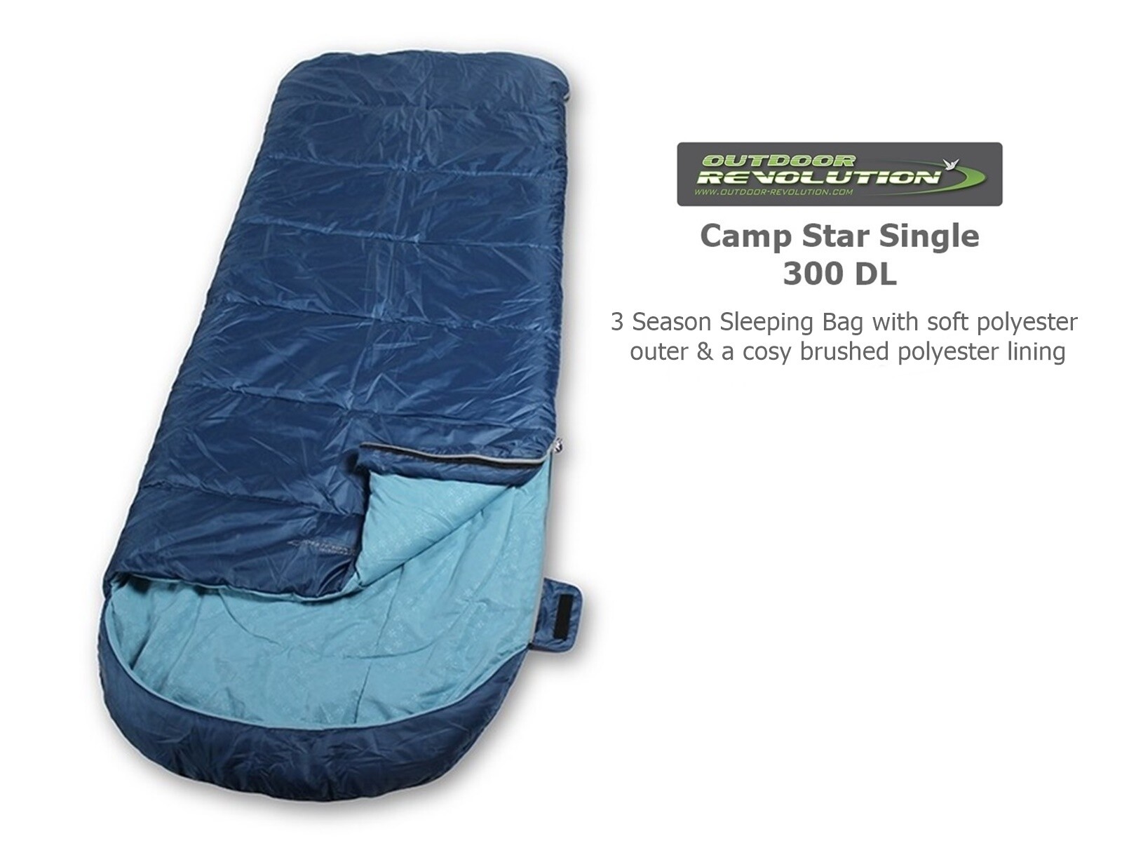 Outdoor Revolution Campstar Single 300 Sleeping Bag: Ensign Blue - Image 2