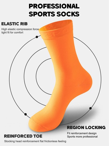 5 Pairs Men's Solid Color Cycling Calf Socks Sports Socks Stretch Breathable Swe - Picture 6 of 32
