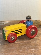 Vintage Wooden Man And Metal Riding Tractor Made In Sweden