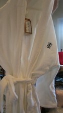 Mark & Graham HYDROCOTTON womens BATH ROBE WHITE hood Med Large mono TGL sample