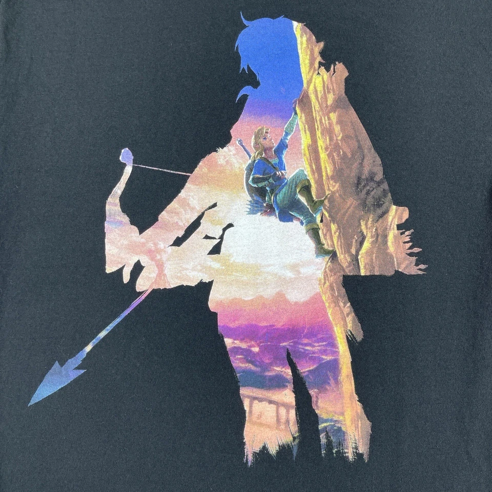 Camiseta Zelda Para Hombre Mediana Negra Breath Of The Wild Link Videojuego Gamer Tee Foto 3 de 4