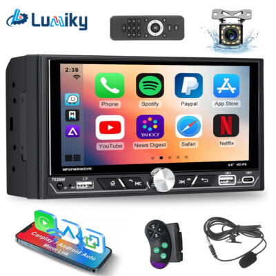 2 DIN 6.8'' Autoradio Wireless Apple Carplay Android Auto AM FM RDS BT USB +Kam