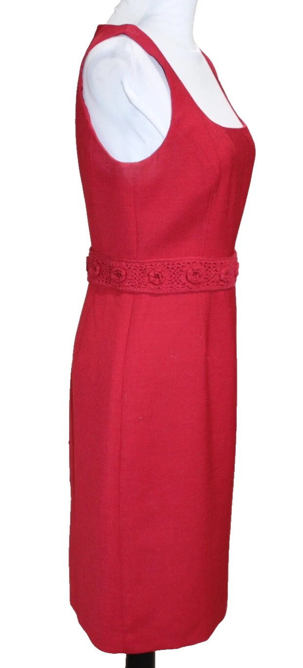 Tory Burch Mini Abito Scollo Quadrato Donna Taglia 6 Rosso Floreale Vita PRIMAVERA ESTATE