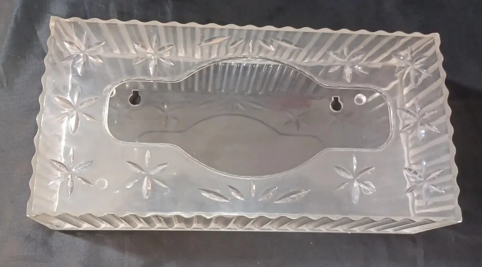 Cubierta de caja de pañuelos Lucite vintage flores transparentes atómicas mediados de siglo MCM Foto 4 de 4