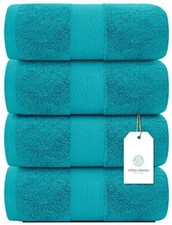Bath Towels Aqua 30x56 Cotton 4/Pk Bathroom, Hotel, Gym, Spa, Absorbent X Large