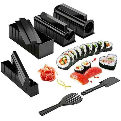 10PC DIY Sushi Making Kit Rice Roller Mold Set For Beginners T6U8 Kitchen X