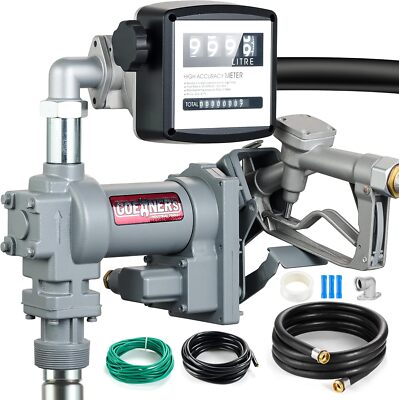 12V 20 GPM Fuel Transfer Pump Self-Priming Gas Pump Kit with Digital Meter