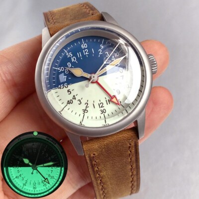 Blue Cream 36mm 20ATM Dive NH34 GMT Automatic Watch Men Lume Dial Domed Sapphire