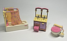 Fisher Price Loving Family Dollhouse Bathroom Set, Toilet Sink Tub/ Shower 2006