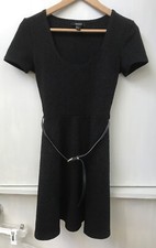 Womens Juniors Dress Black Textured Floral Scoop Neck Belted Forever 21 S Small