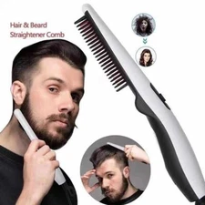 Electric Beard Ionic Straightener Comb Brush Heated Hair Styler Straighten D4P7