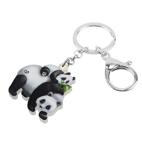Mothers Day Acrylic Cute Panda Mom Keychains Bear Key Ring Gifts Charms Jewelry - Picture 2 of 7