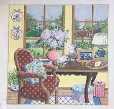 Sandra Gilmore once blue moon Hand painted Needlepoint Canvas La Vue interior