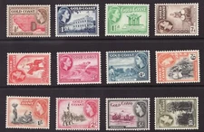 1952 Gold Coast Sc# 148-59 QEII Definitive stamp set MH Cv$78.90