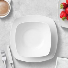 Plate and Bowl Set, 24 Piece Porcelain Dinnerware Set for 6, Pearl White