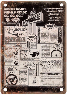Old School BMX 1992 MONGOOSE Vintage Magazine Ad Reproduction Metal Sign B1209