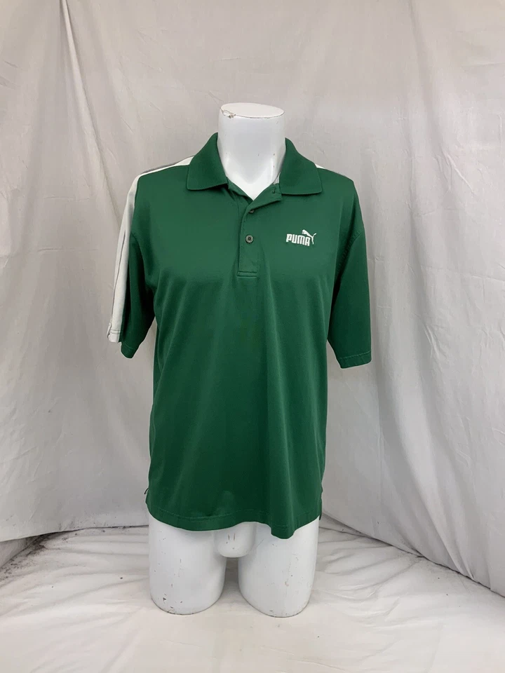 Camisa Polo Puma Mediana Para Hombre Verde Brazo Rayas Mezcla Algodón SS YGI N2-520 Foto 2 de 4