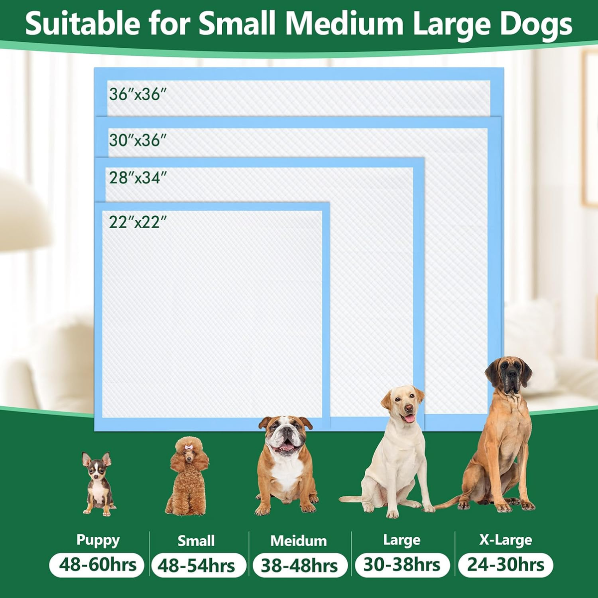 Basics Trainingspads voor honden en puppy's, lekvrij 5-laags design met sneldrogend