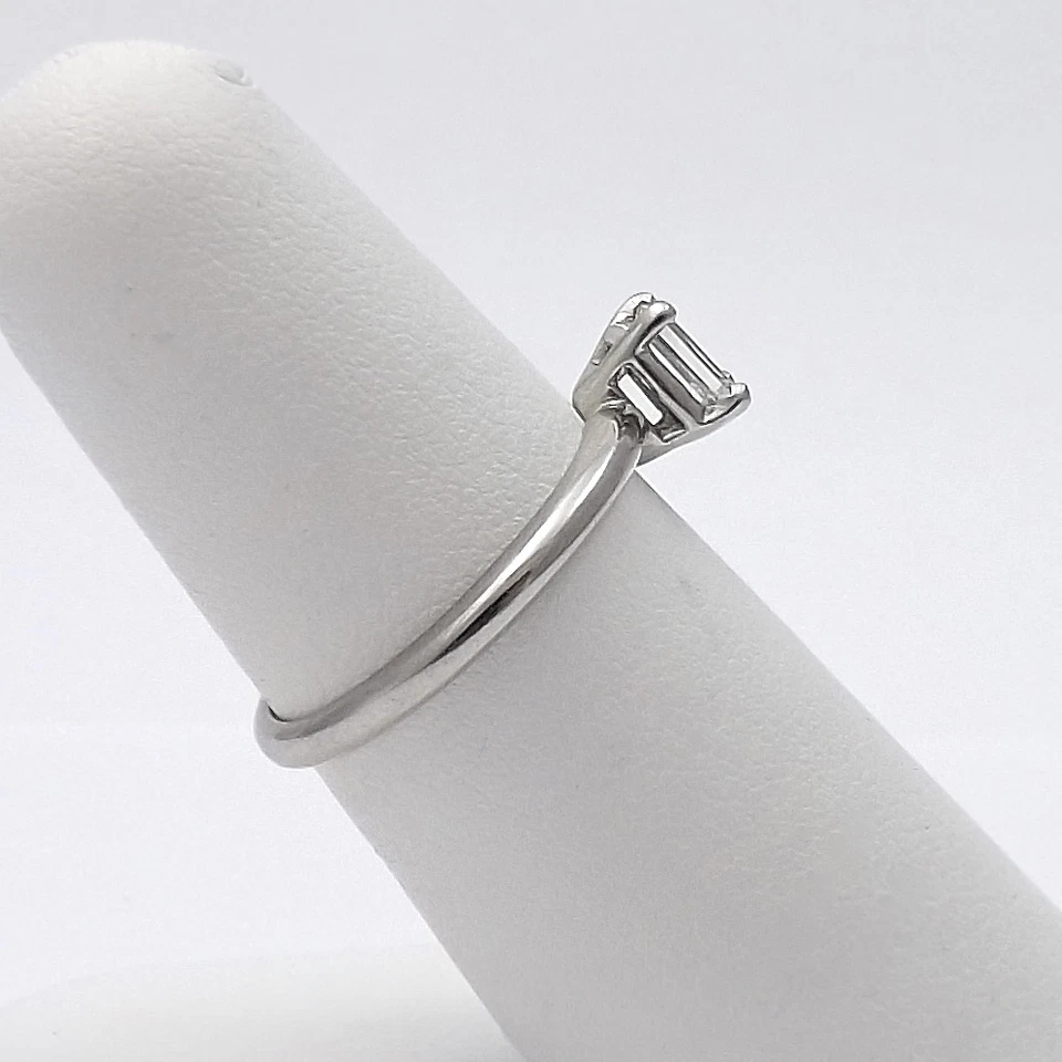 Platinum Natural Emerald Cut Diamond Engagement Ring Solitaire Setting - Image 2 of 4