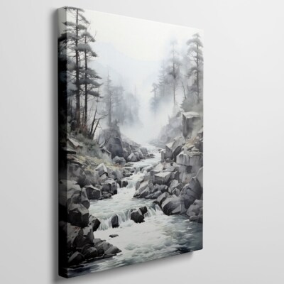 Tranquil River Cascade Wall Art Canvas Unframed Print Art