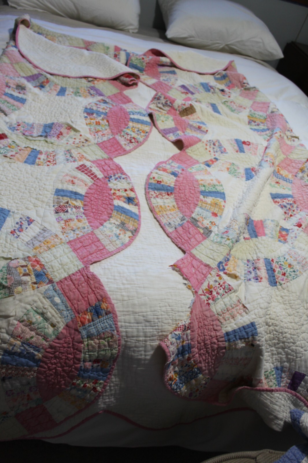 Vintage Handmade Wedding Ring Quilt eBay