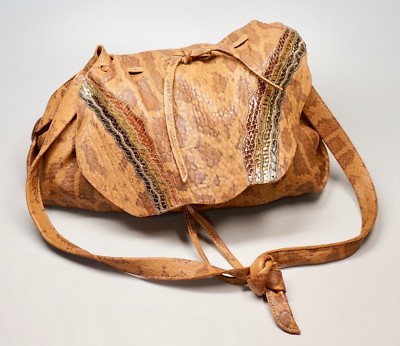 Marconi Italy Lambskin Soft Leather Snakeskin Print Shoulder Bag 18'' Long EUC