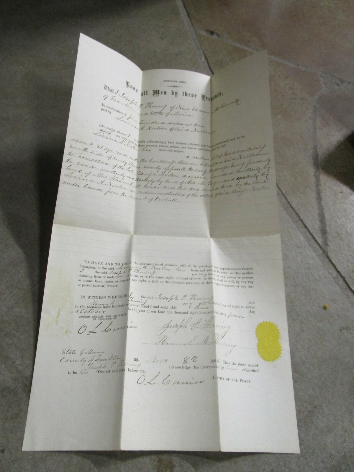 1 Old Deed Civil War 1864 FRANKLIN COUNTY MAIN Land Deed Paper eBay