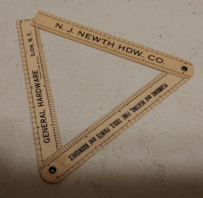 Vtg N. J. Newth Hardware Co Ilion New York Advertising Celluloid Folding Ruler