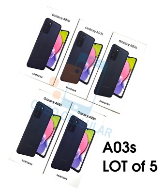 Lot of 5 Unlocked Samsung Galaxy A03s 32GB Smartphone - Black - NEW