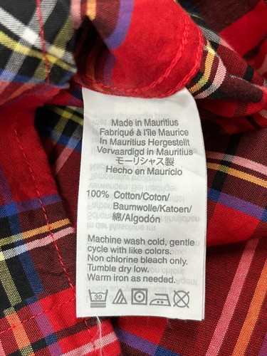 Crewcuts J Crew Everyday Boys Button-Up Shirt Red Black Blue Plaid Kids Sz 4/5 - Picture 5 of 8